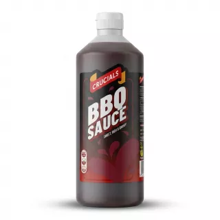 Enhanced Front view of Crucials BBQ Sauce 1 litre bottle