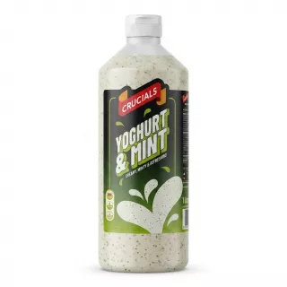 Enhanced Front of Crucials Yoghurt & Mint Dressing 1 litre bottle in store aisle