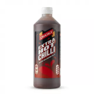 Enhanced Front of Crucials Extra Hot Chilli Sauce 1L bottle