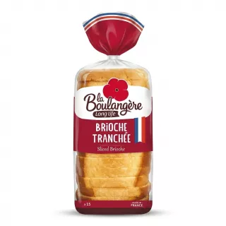 Enhanced Front of La Boulangère Sliced Brioche Long Life loaf in packaging