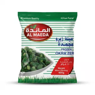 Enhanced Front of Al Maeda Frozen Okra Zero 400g packaging