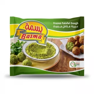 Enhanced Front of Basma Frozen Falafel Dough 400g showing packaging and falafel