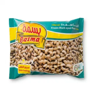 Enhanced Front view of Basma Frozen Black-eyed Peas 400g pack