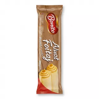 Here is your professional e-commerce product image. **ALT-TEXT**: Bonito Fresh Puff Pastry Dough (Aluat Foitaj), 800g. Standard e-commerce shot of the product packaging on a pure white background with a soft, symmetrical shadow.