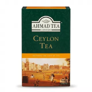 Enhanced Front of Ahmad Tea Ceylon Tea 500g loose leaf box