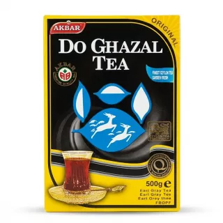 Enhanced Front English label of Akbar Do Ghazal Earl Grey Tea 500g with branding