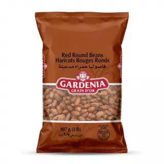 Enhanced Front of Gardenia Red Round Beans 907g bag held in grocery aisle