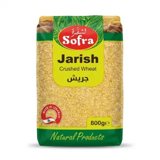 Enhanced Front of Sofra Jarish Crushed Wheat 800g pack on store shelf
