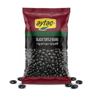 Enhanced Front view of Aytac Black Turtle Beans 1kg packet