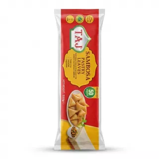 Enhanced Front of TAJ Sambosa Pastry Leaves 50 Sheets 500g pack