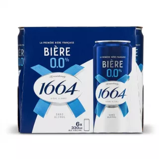 Enhanced Kronenbourg 1664 Biere 0.0% 6x330ml pack on supermarket shelf