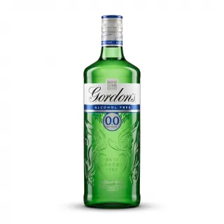 Enhanced Front of Gordon's Alcohol Free 0.0% 70cl bottle in hand