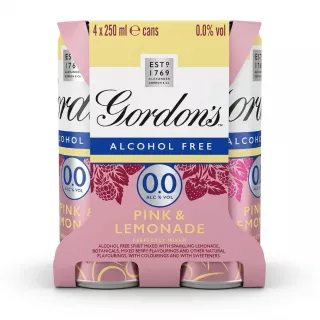 Enhanced Front of Gordon's Alcohol Free Pink & Lemonade 4x250ml multipack