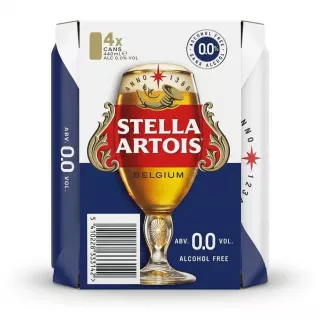 Enhanced Stella Artois Alcohol Free Lager 4x440ml pack front view