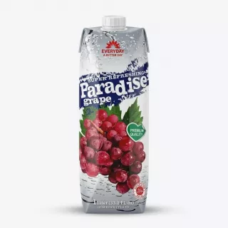 Enhanced Front of Everyday Paradise Grape Juice 1L carton, featuring grapes and premium quality label