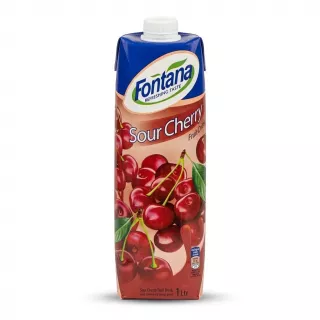 Enhanced Front view of Fontana Sour Cherry Fruit Drink 1L carton
