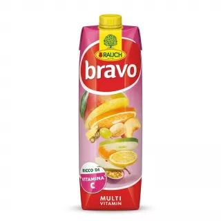 Enhanced Front of Rauch Bravo Multivitamin Juice 1L carton
