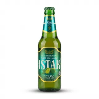 Enhanced Istak Lemon & Mint Non-Alcoholic Malt Beverage 320ml glass bottle front