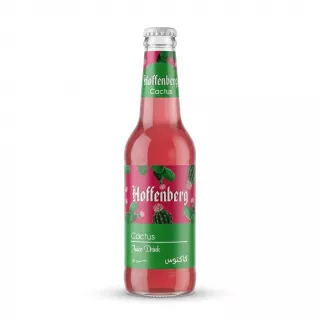 Enhanced Front view of Hoffenberg Cactus Juice Drink 330ml glass bottle in hand