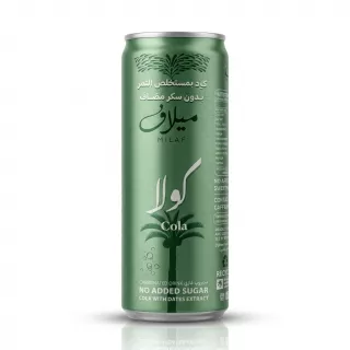 Enhanced Milaf Cola can branding and ingredients on the shelf