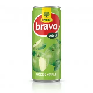 Enhanced Front of Rauch Bravo Select Green Apple Juice 250ml can