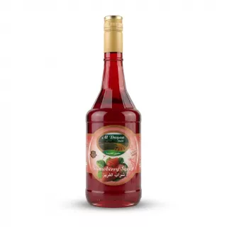 Enhanced Front label of Al Dayaa Strawberry Syrup 600ml bottle