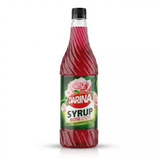 Enhanced Front view of Darina Rose Syrup 1 litre bottle