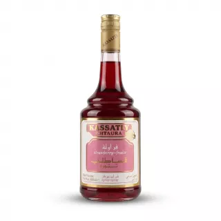 Enhanced Front view of Kassatly Strawberry Syrup 600ml bottle