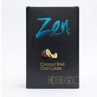 Enhanced Box of Zen Coconut Shell Coal Cubes with gold and blue branding