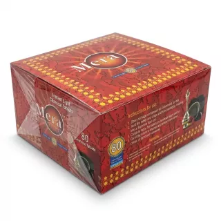 Enhanced Side view of Mera Instant-Light Charcoal Tablets 80 pack showing hand holding box