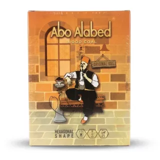 Enhanced Front of Abo Alabed Wood Coal Hexagonal 1kg packaging