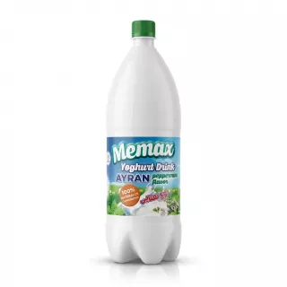 Enhanced Front label of Memax Ayran Peppermint Flavour Yoghurt Drink 1.5L bottle