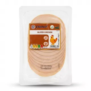 Enhanced Pack of Ynoor Sliced Chicken 130g with visible label and slices