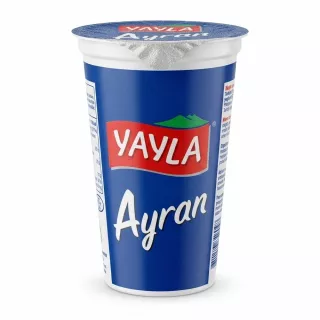 Enhanced Front view of Yayla Ayran Turkish yoghurt drink 250ml cup