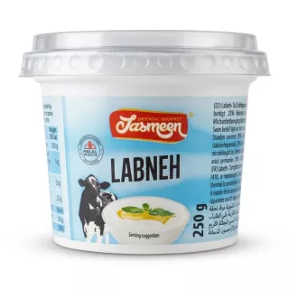 Enhanced Hand holding Tasmeen Labneh 250g tub in chilled dairy aisle