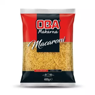 Front view of Oba Makarna Macaroni Vermicelli 400g pasta pack