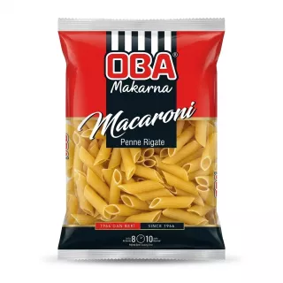 Front view of OBA Penne Rigate Macaroni Pasta 400g pack in store