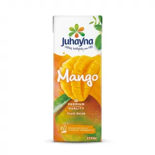 Front view of Juhayna Mango Premium Quality Fruit Drink 235ml carton