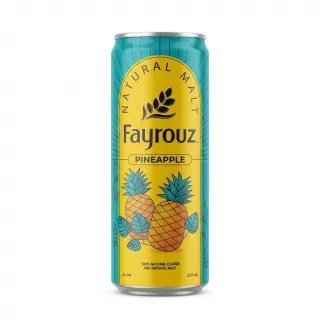 Front view of Fayrouz Pineapple Natural Malt Drink 330ml can
