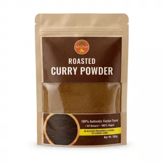 Front of Natur Fresh Roasted Curry Powder 100g pouch, price label visible