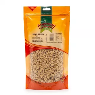 Front view of Anjoman Soya Beans 150g resealable bag with visible label and product
