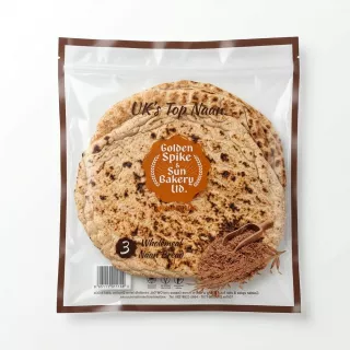 Pack of Golden Spike & Sun Bakery wholemeal naan bread, three pieces