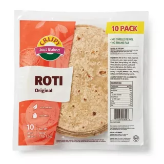 Pack of Crispy Just Baked Original Roti 10 pieces with label and price