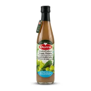 Front of Durra Grapes Verjuice 250ml bottle with visible label and ingredients