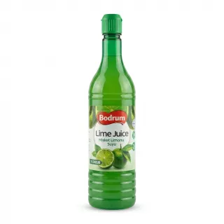 Front of Bodrum Lime Juice 350ml green plastic bottle with lime graphic