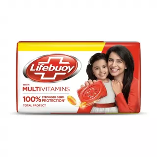 Lifebuoy Total Protect Soap bar with multivitamins packaging showing mother and daughter