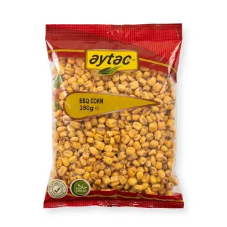 Aytac BBQ Corn Snacks 350g pack front with price label