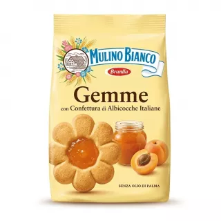 Front of Mulino Bianco Gemme Apricot Biscuits pack
