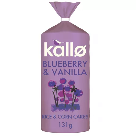 Kallo Blueberry & Vanilla Corn & Rice Cakes | Wholegrain Low Fat 131g | halalo.co.uk
