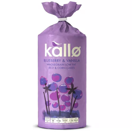 Kallo Blueberry & Vanilla Corn & Rice Cakes | Wholegrain Low Fat 131g | halalo.co.uk